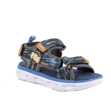 Fiú szandál, villogó talpú, szürke és kék, 28