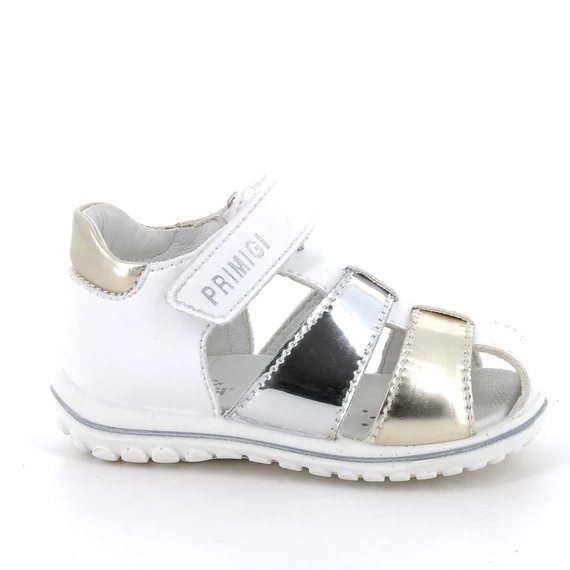 Kislány zárt orrú szandál, fehér-ezüst, 24
