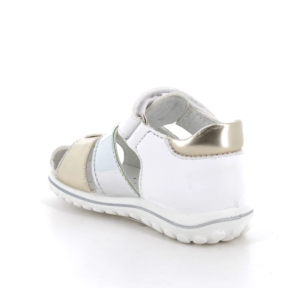 Kislány zárt orrú szandál, fehér-ezüst, 24